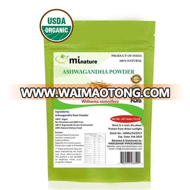 Mi Nature Ashwagandha Powder (USDA Organic) 227 gram / 0.5 lb